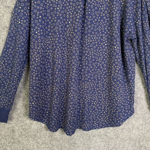 Gilligan & O’Malley Navy Blue Sparkle Star Top Women XXL Thermal Waffle Weave - Picture 11 of 13